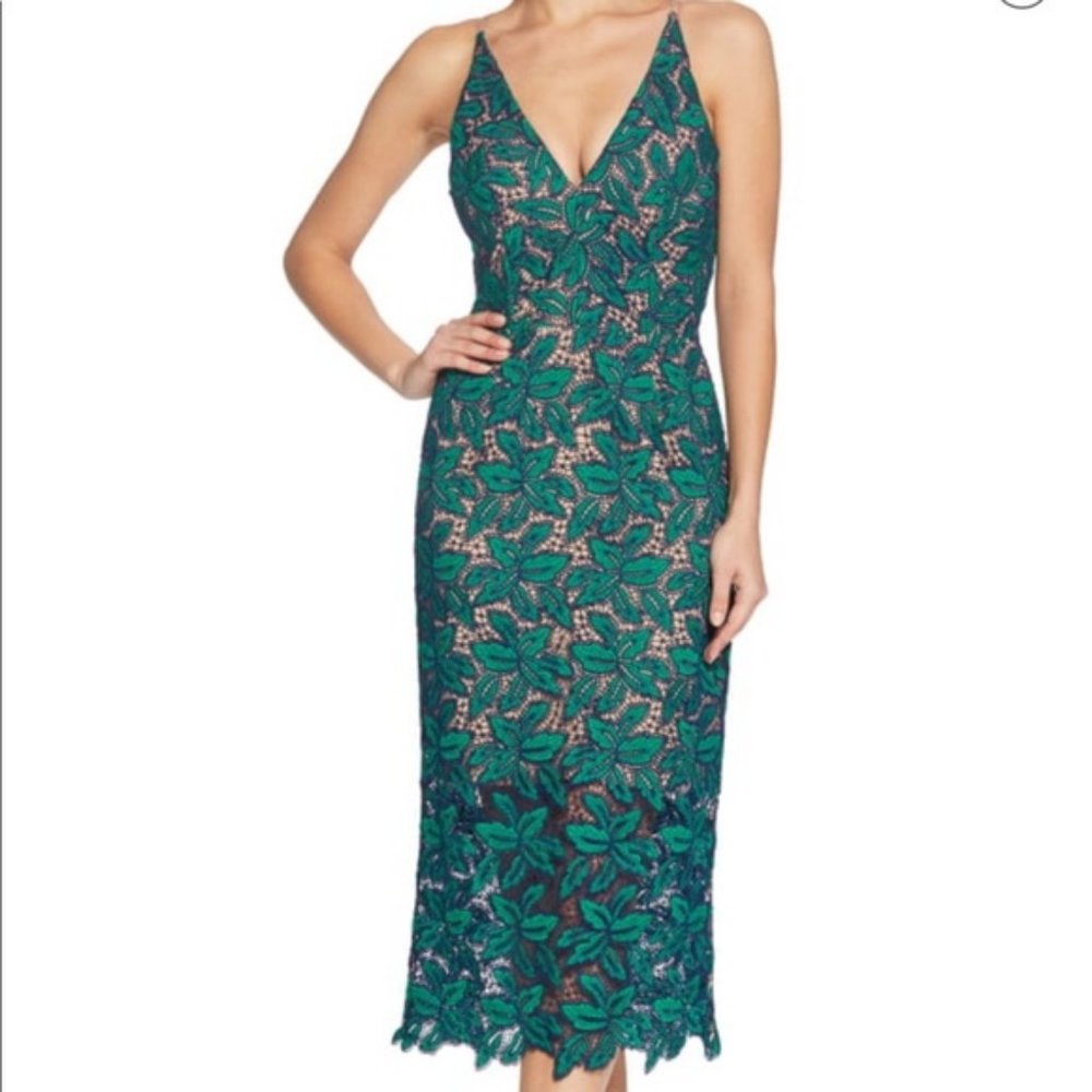Dress The Population Green Floral Lace size L